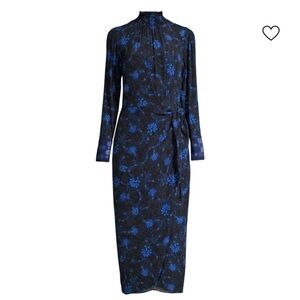 Kobi Halperin Black and Blue Floral Long Sleeve Dress